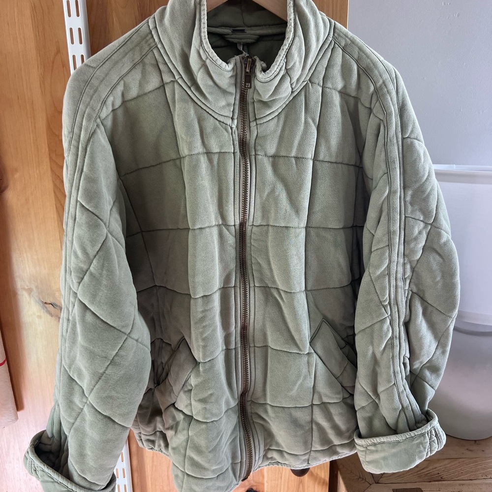 Free People Olive Quilted Jacket